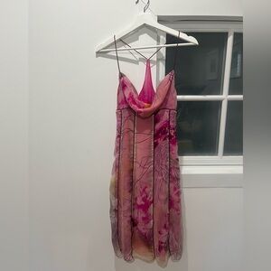Designer Silk Y2K Style Floral Dress